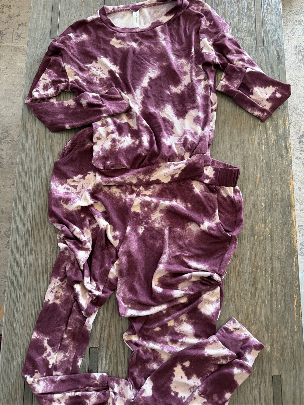 Together Women's Burgundy and Cream Tie-Dye Set - made in the USA 🇺🇸